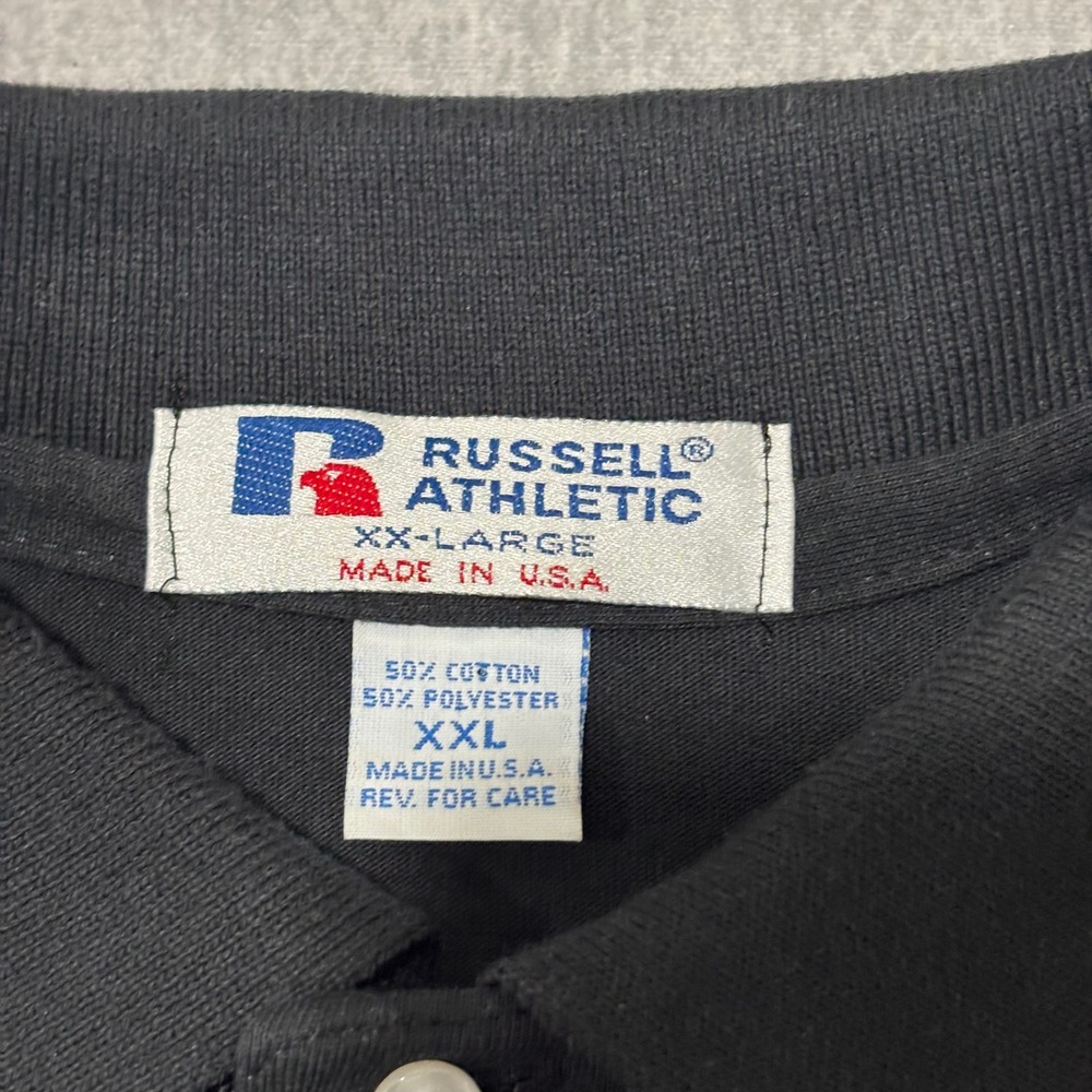 Vintage Russell Athletic‎ Mens XXL Black Polo Shirt True Temper Bulldog Made USA - Picture 3 of 8